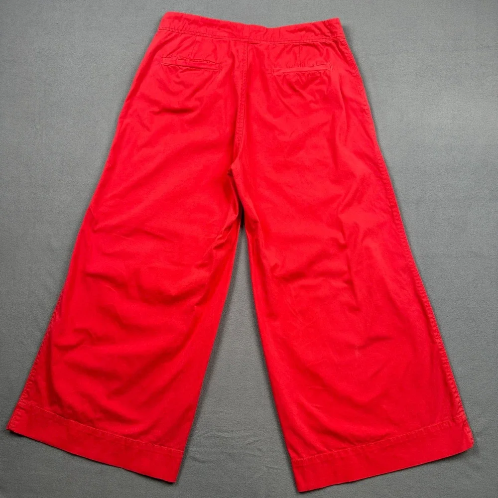 J.Crew Wide Leg Crop Ankle Pants Button Fly Cotton Twill Coastal Nautical Red 8